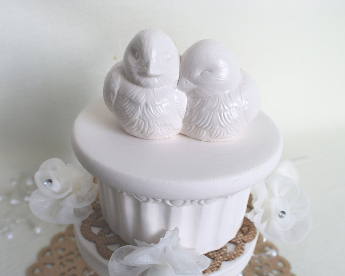 Ceramic Love Birds Wedding Cake Topper