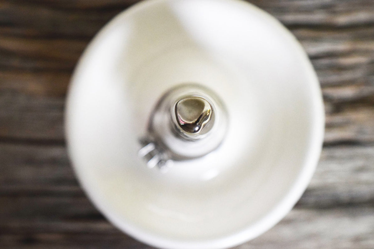 White and Silver Ceramic Wedding Ring Holder Dish