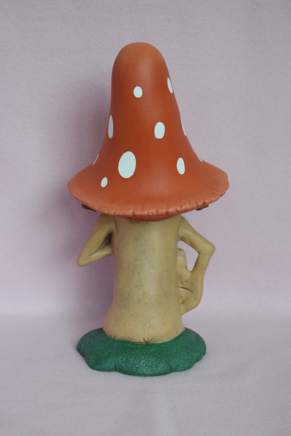 Large Ceramic Mushroom Garden Statue with Polka Dot Cap