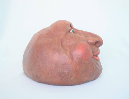Ceramic Grinning Rock Garden Sculpture