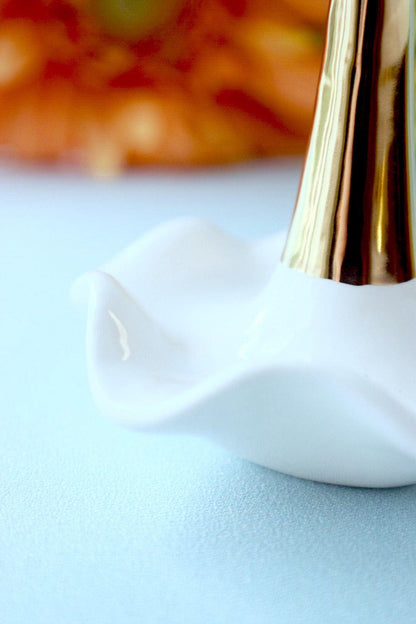 Gold Accent Ceramic Wedding Ring Holder Dish