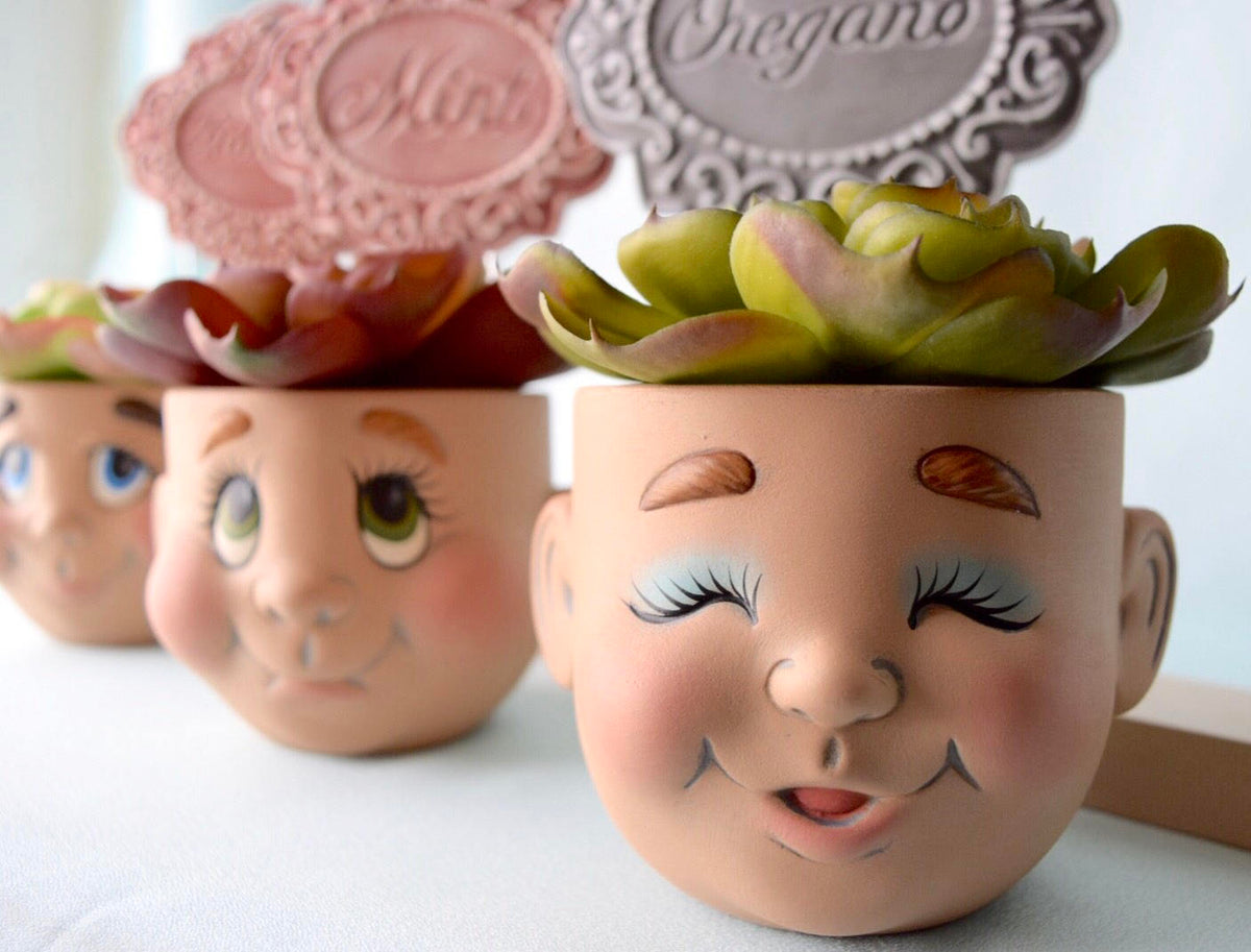Ceramic Face Flower Pot Planter for Home and Garden Decor