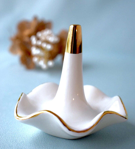 Gold Ceramic Ring Dish for Weddings and Bridal Gifts