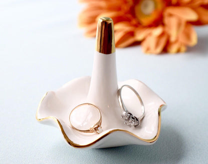 Gold Ceramic Ring Dish for Weddings and Bridal Gifts