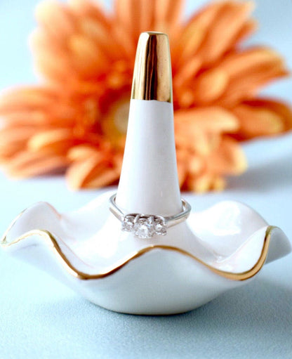 Gold Ceramic Ring Dish for Weddings and Bridal Gifts
