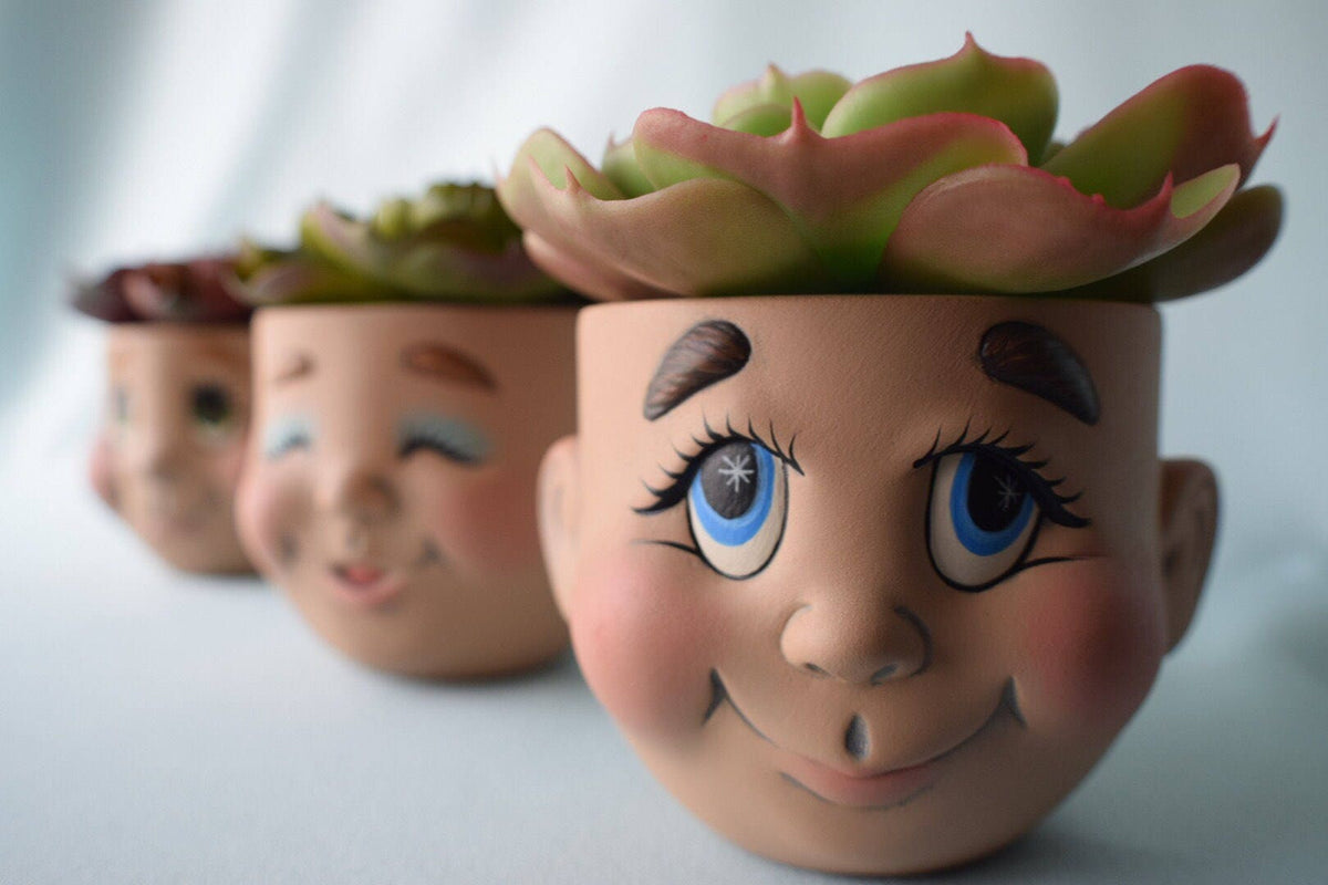 Ceramic Face Flower Pot Planter for Home and Garden Decor