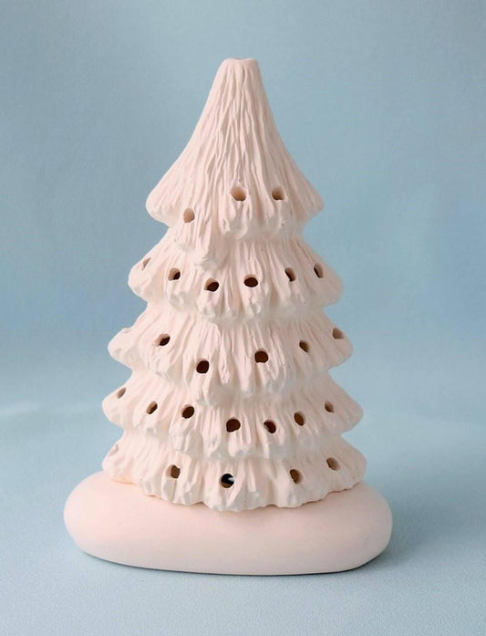 Ceramic Christmas Tree In Bisque - 5.75 Inches Tall - Diy