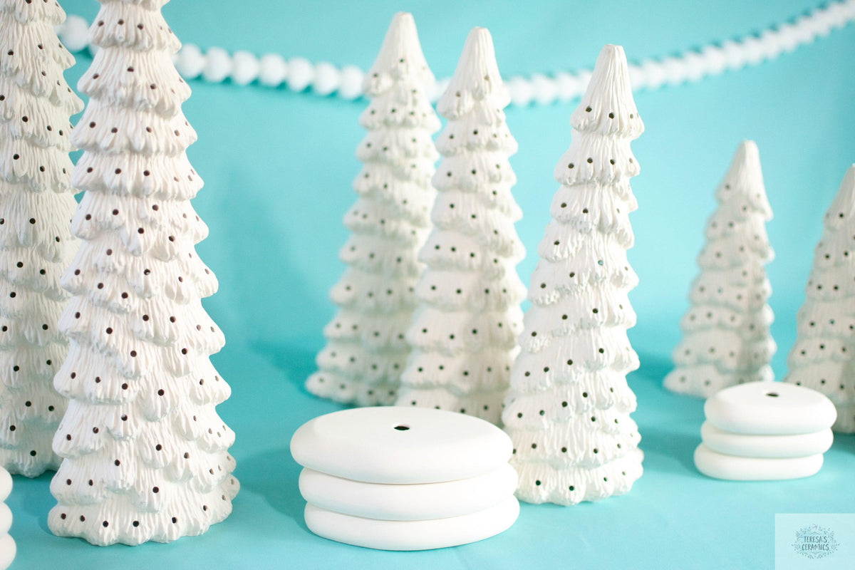 The 9 Bulk Bisque Christmas Trees | Ready To Paint Christmas Trees | Set Of 9 | 3 Of Each Size | Christmas Decorations | Diy 