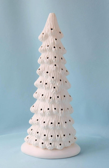 Ceramic Christmas Tree In Bisque - Slim Christmas Tree - 10.5 Inches Tall - Diy