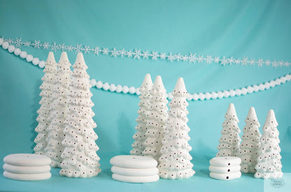 The 9 Bulk Bisque Christmas Trees | Ready To Paint Christmas Trees | Set Of 9 | 3 Of Each Size | Christmas Decorations | Diy 