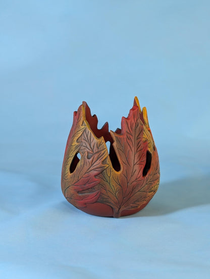 Ceramic Maple Leaf Candle Holder for Fall Decor