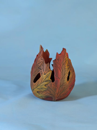 Ceramic Maple Leaf Candle Holder for Fall Decor