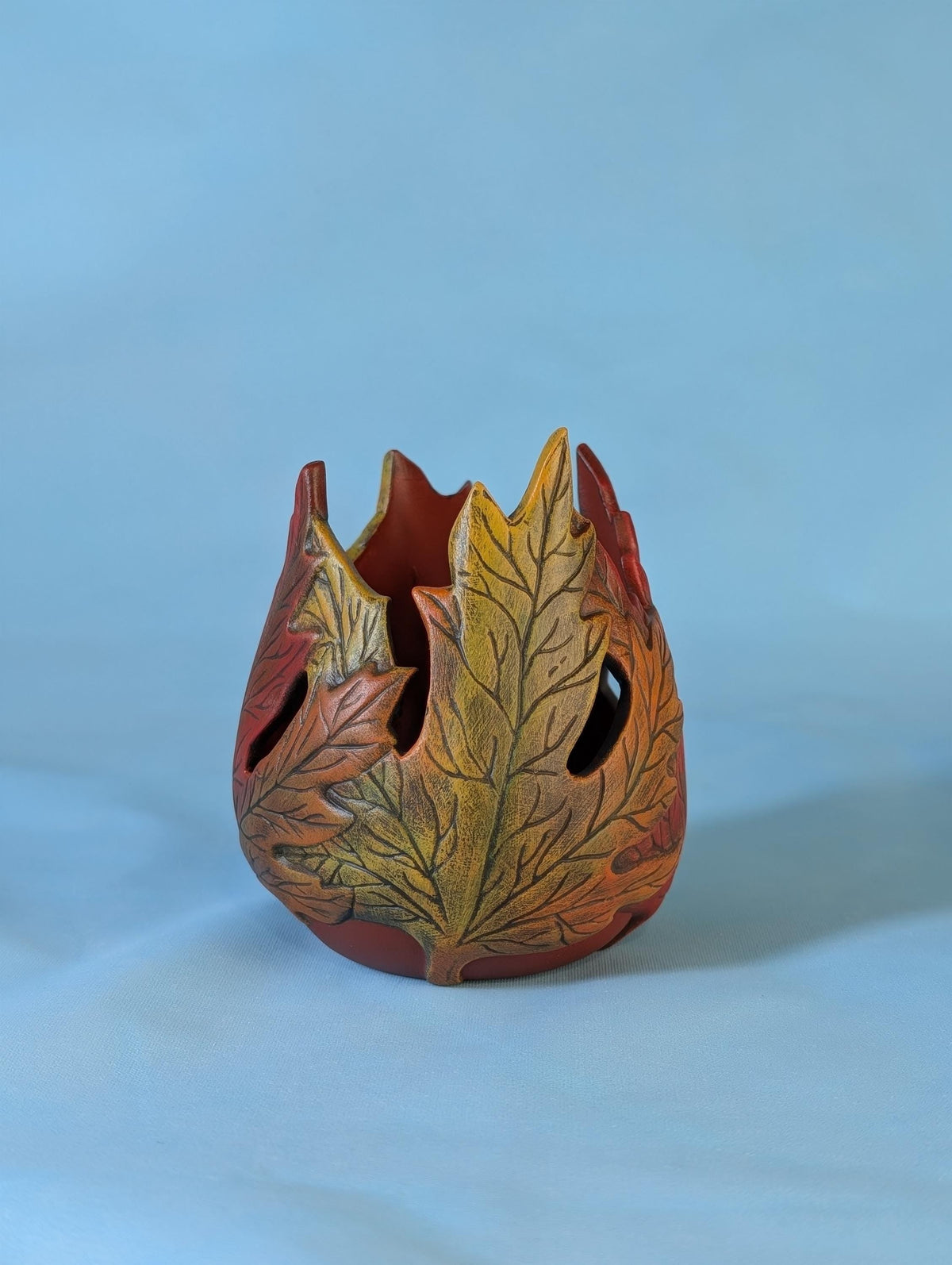 Ceramic Maple Leaf Candle Holder for Fall Decor
