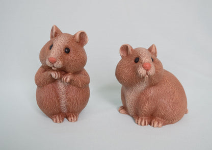 Ceramic Hamster Pair Figurines for Wedding and Garden Decor