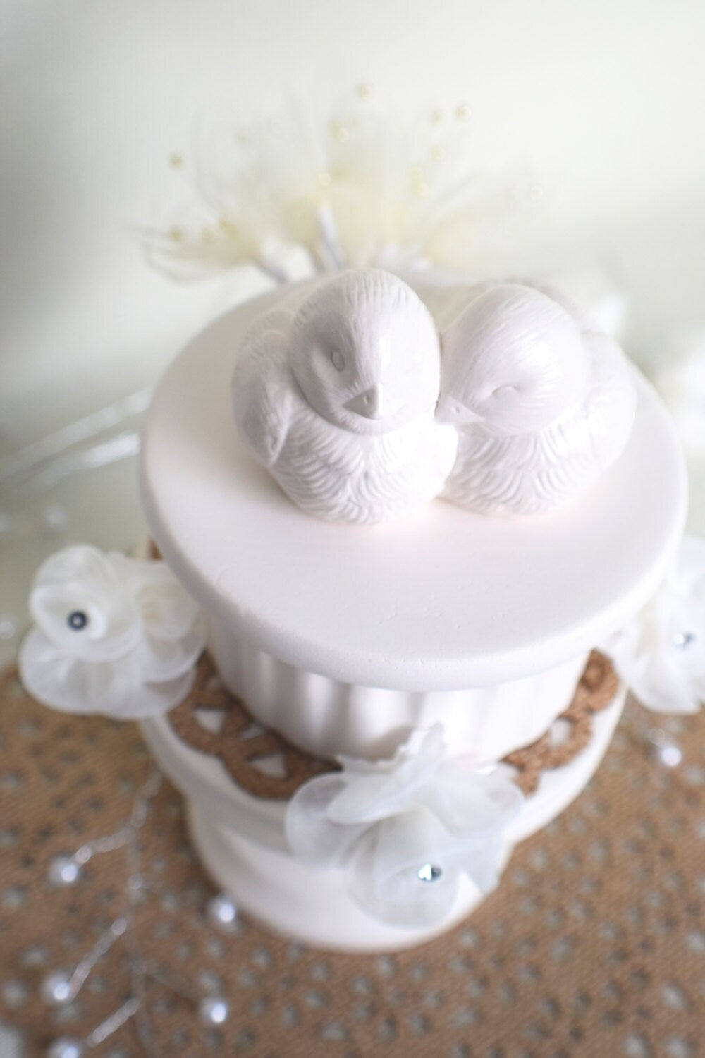 Ceramic Love Birds Wedding Cake Topper