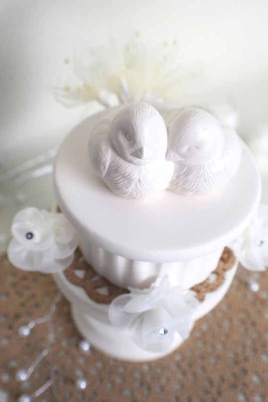 Ceramic Love Birds Wedding Cake Topper