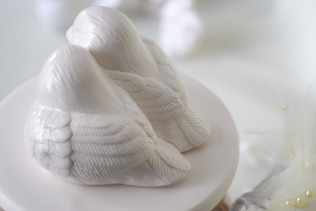 Ceramic Love Birds Wedding Cake Topper