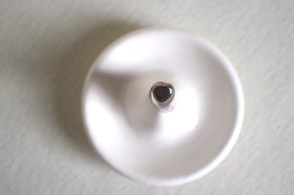 White and Silver Ceramic Wedding Ring Holder Dish